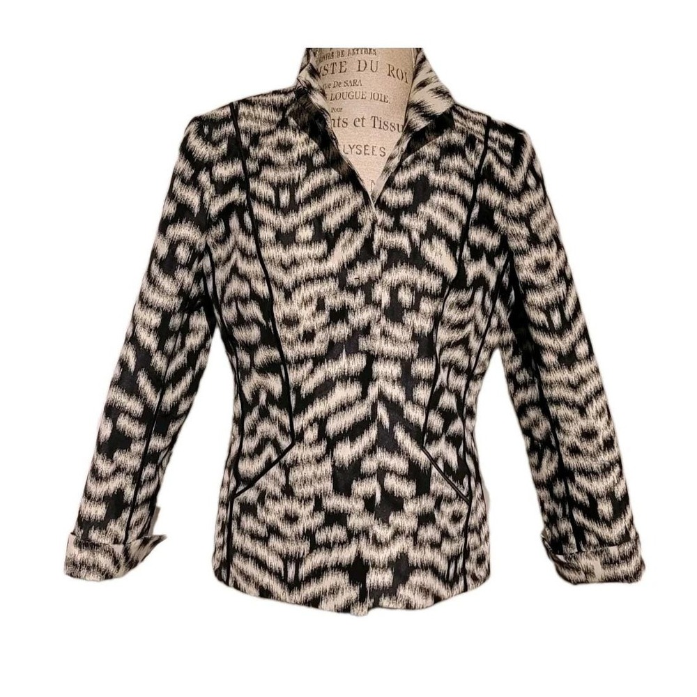 Lafayette 148 Blazer Jacket Women 8 Black Cream Office Travel
